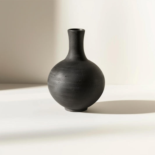 Matte Black Ceramic Vase — Minimalist Home Accent